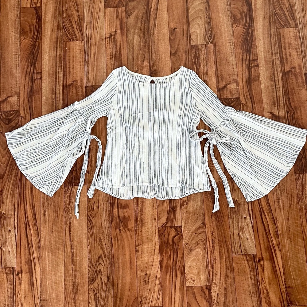 Sage (Nordstrom) striped bell sleeve top